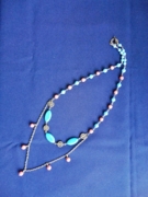 Колье "Коралл и бирюза"